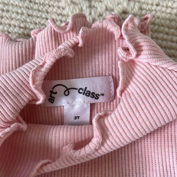 Art Class light pink toddler turtleneck shirt with ruffle edges - Picture 2 of 2
